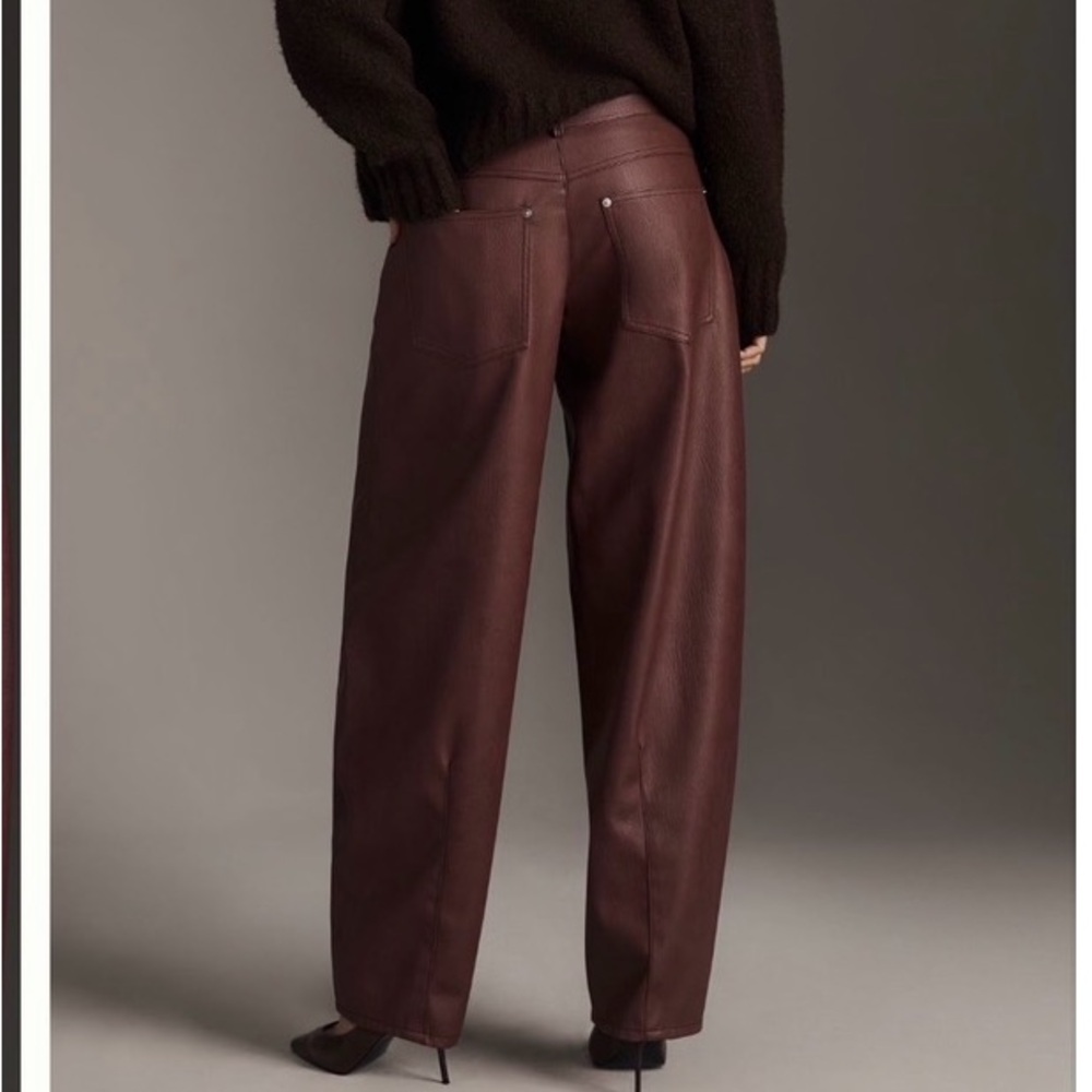 Pilcro Wide-Leg Faux Leather Pants in Ox Blood - Picture 2 of 7